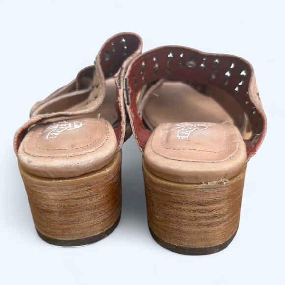 Freebird by Steven Block Heel Slide Leather Sandals Moonstar Ice womens 10 M Tan - Picture 9 of 13